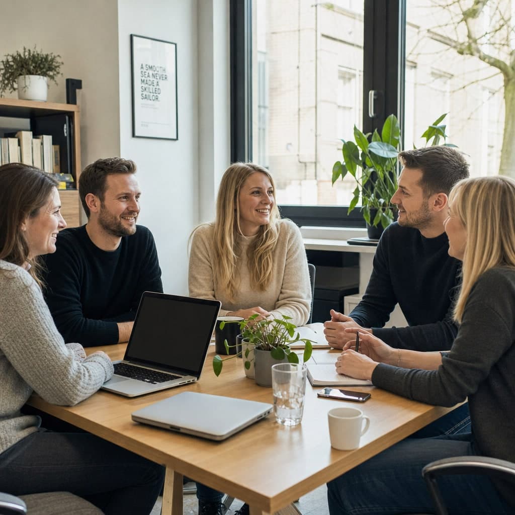 Team im Büro bei der Zusammenarbeit
